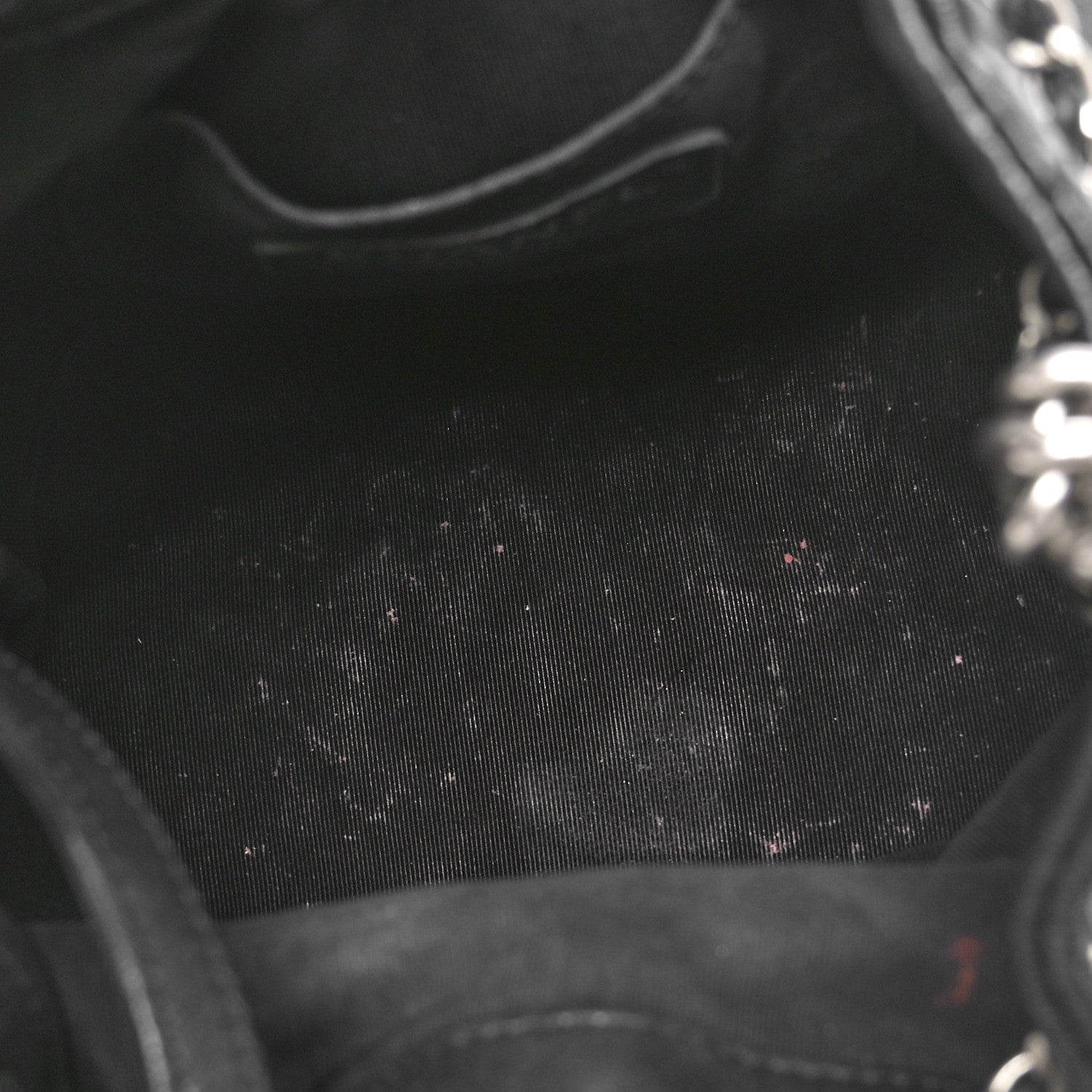 Chanel Lambskin Studded Chevron Quilted Small Stud Wars Drawstring Bag Black 5 of 10