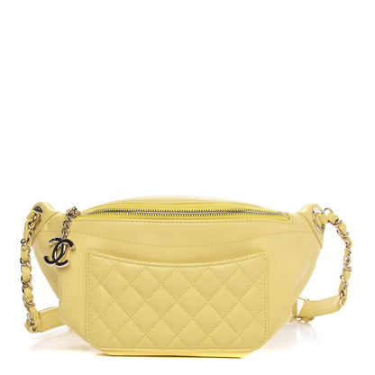 Chanel Lambskin Quilted Waist Belt Bag Yellow 1 of 9