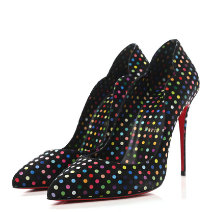 Christian Louboutin Suede Polka Dot Hot Chick 100 Pumps 39.5 Black Multicolor 3 of 8