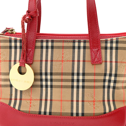 Burberry Haymarket Check Small Tote Red 8 of 13