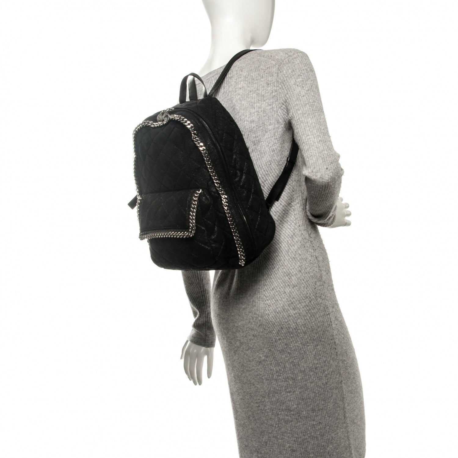 Stella McCartney Shaggy Deer Quilted Falabella Backpack Black 2 of 8