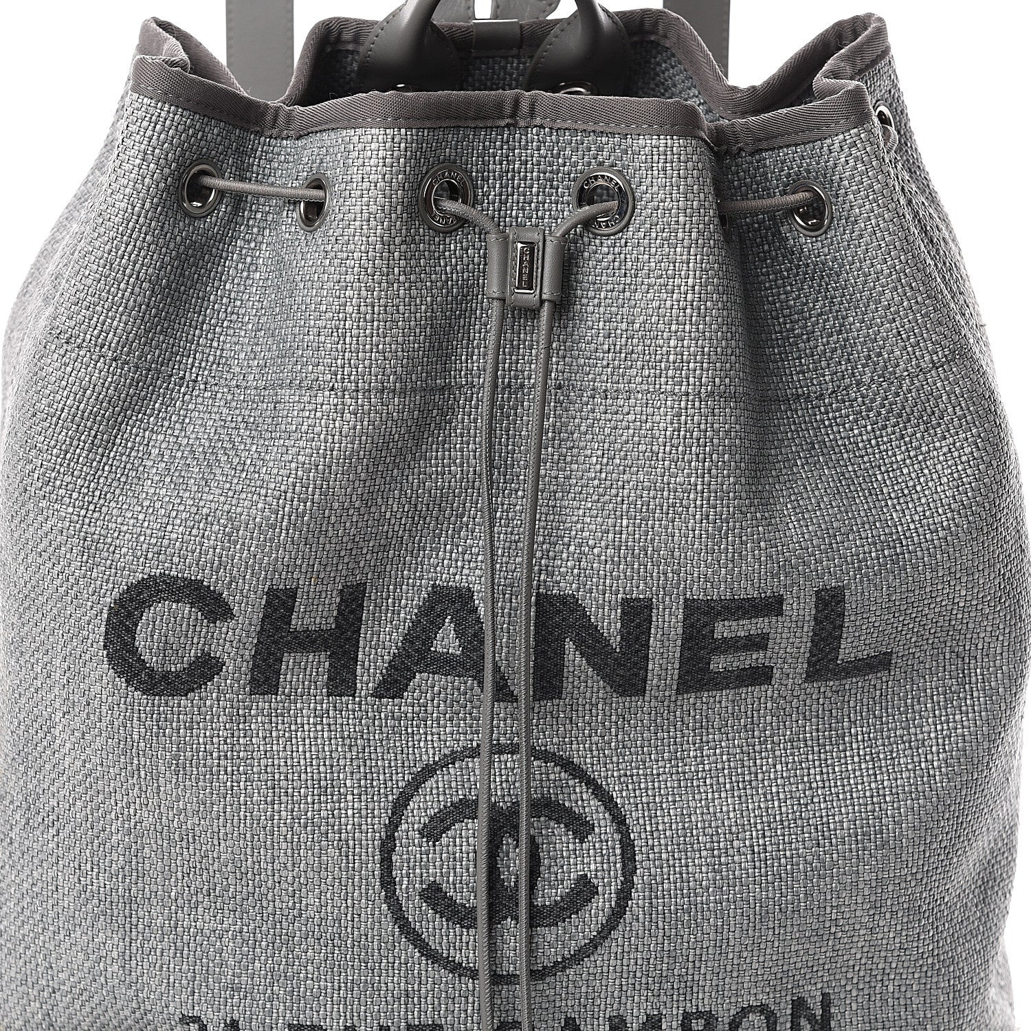 Chanel Canvas Large Deauville Backpack Grey 7 of 9