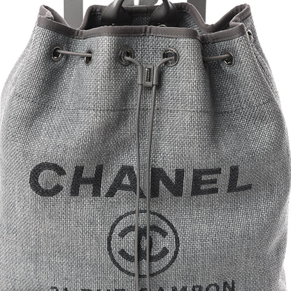 Chanel Canvas Large Deauville Backpack Grey 7 of 9