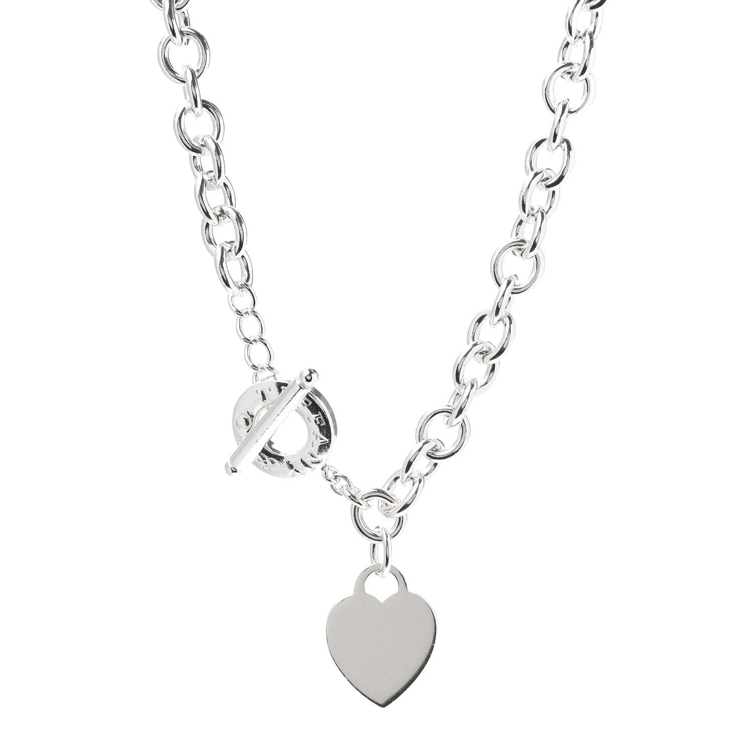 Tiffany Sterling Silver Heart Tag Toggle Necklace 1 of 6