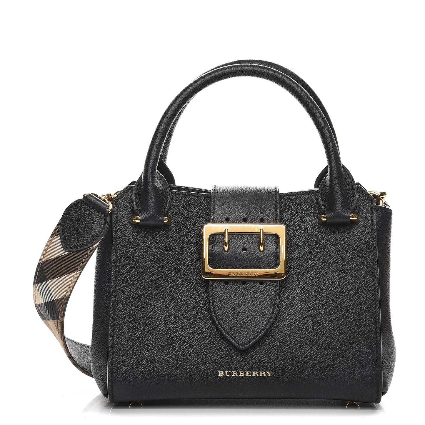 Soft Grain Calfskin Small Buckle Tote Black