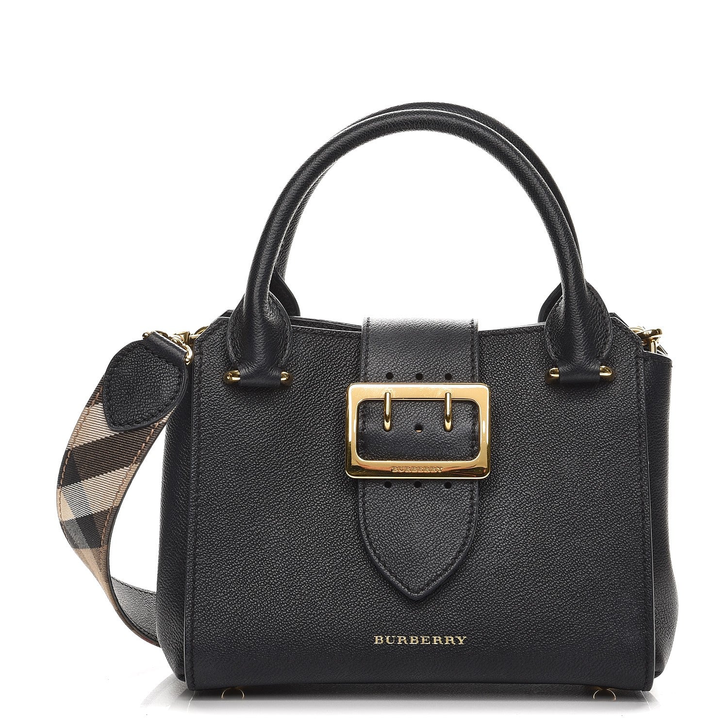 Burberry Soft Grain Calfskin Small Buckle Tote Black 1 of 14
