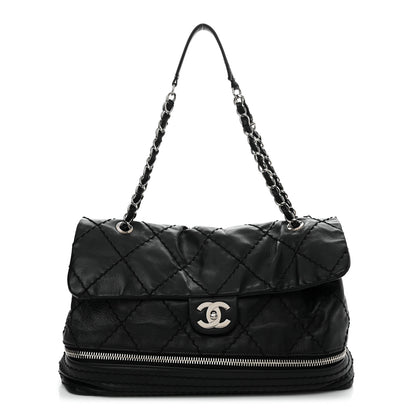 Chanel Calfskin Stitched Large Expandable Flap Bag Black 1 of 14
