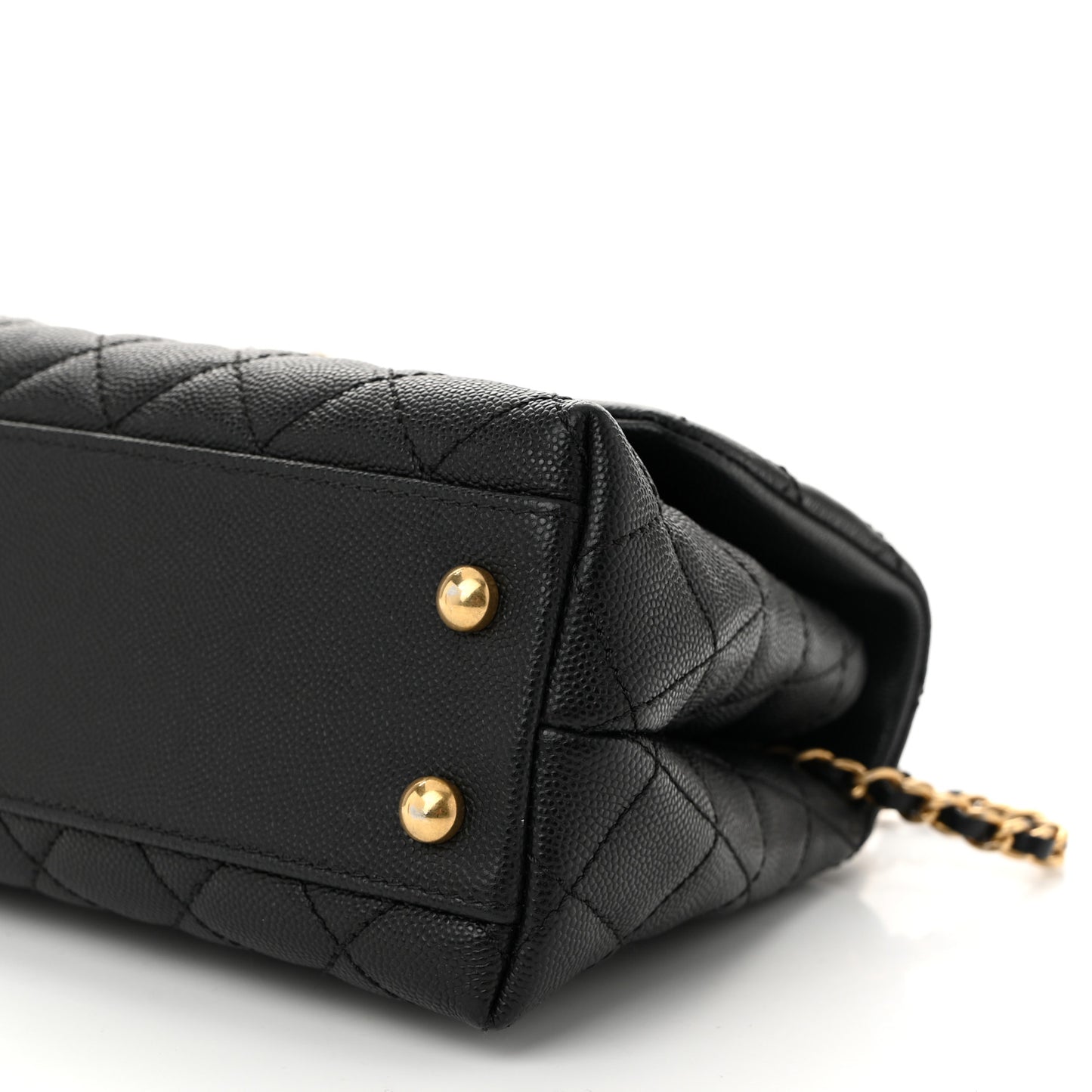 Caviar Quilted Mini Coco Handle Flap Black