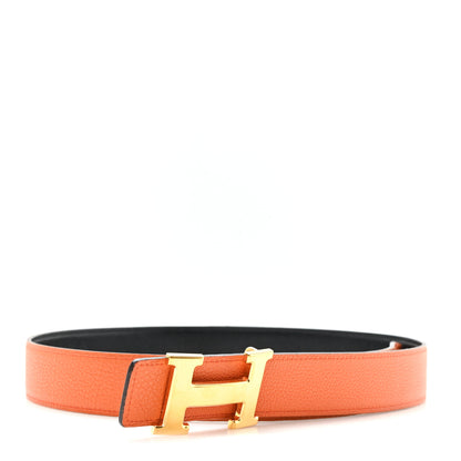 Hermes Swift Togo 32mm Reversible H Belt 85 34 Black Orange 6 of 7