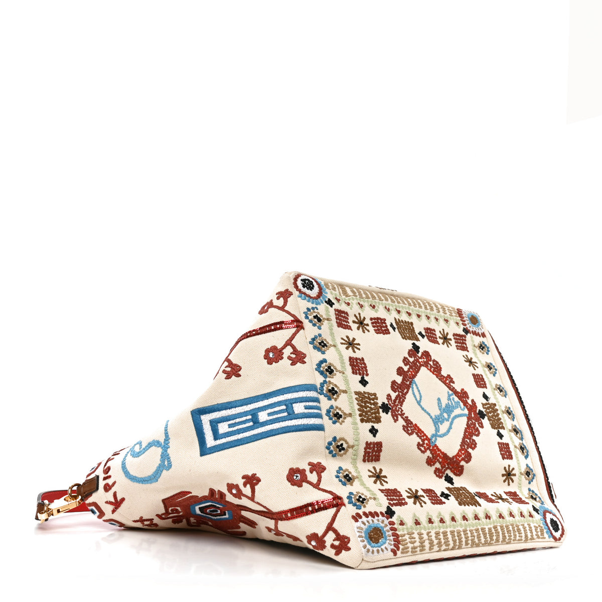 Christian Louboutin Frise Broderie Calfskin Greekaba Tote Biscotto Multicolor 4 of 9