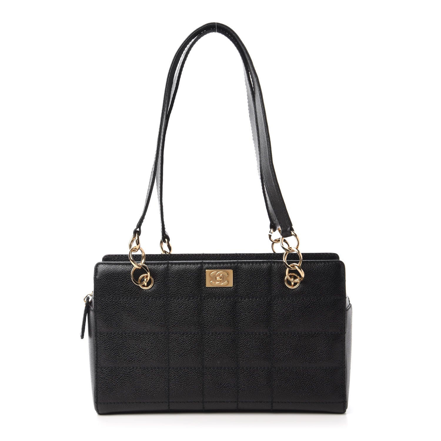 Chanel Caviar Chocolate Bar Quilted Shoulder Bag Black 1 of 10