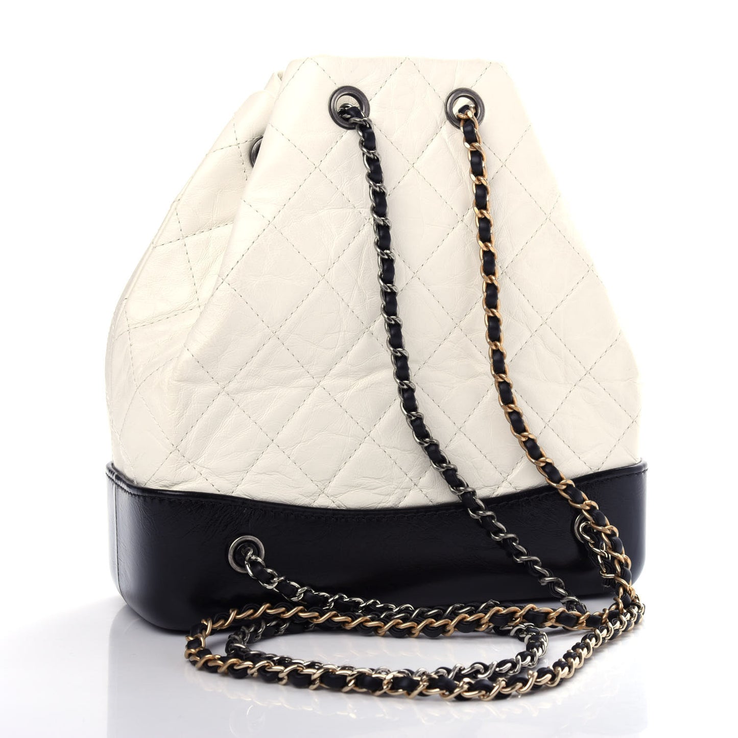 Aged Calfskin Quilted Small Gabrielle Backpack Black White