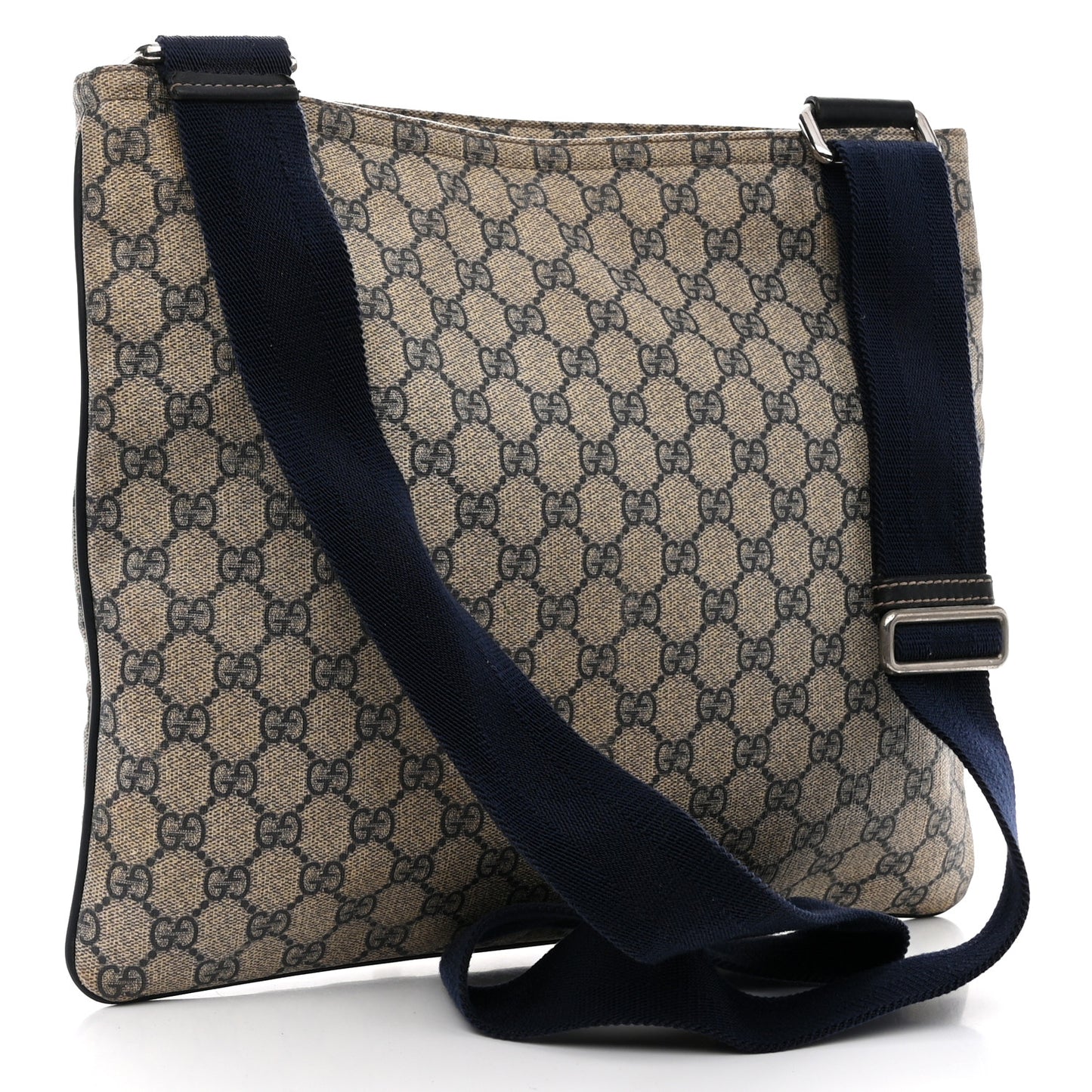 GG Plus Monogram Large Flat Messenger Bag Beige Blue
