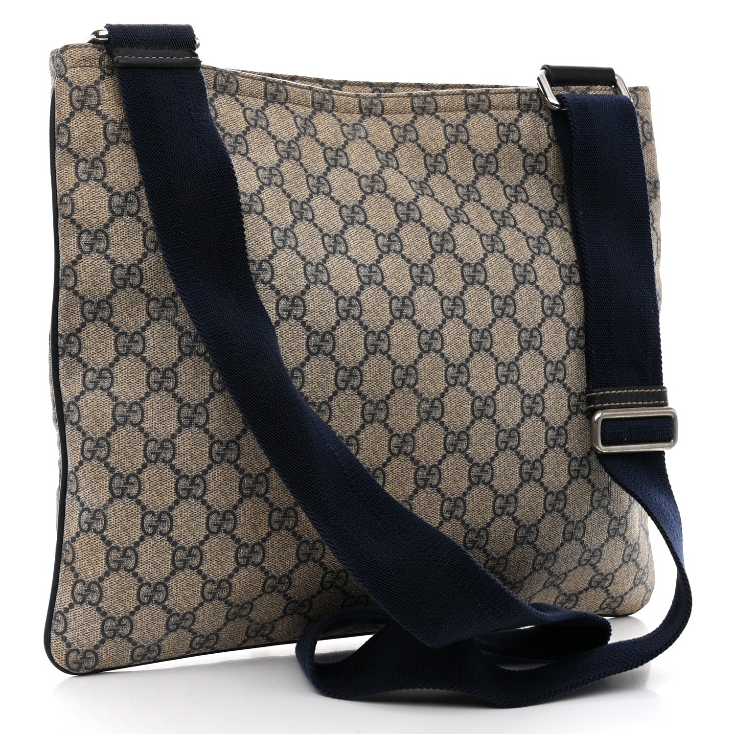 Gucci GG Plus Monogram Large Flat Messenger Bag Beige Blue 3 of 17