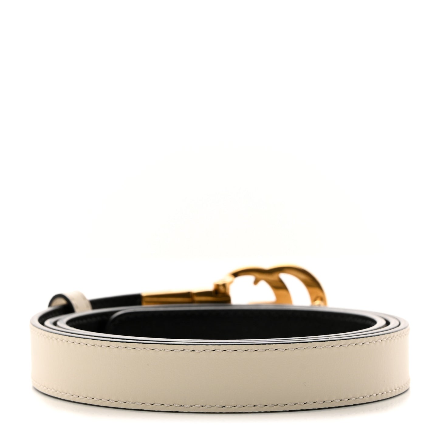 Plutone Calfskin Double G Reversible 20mm Belt 95 38 Black White