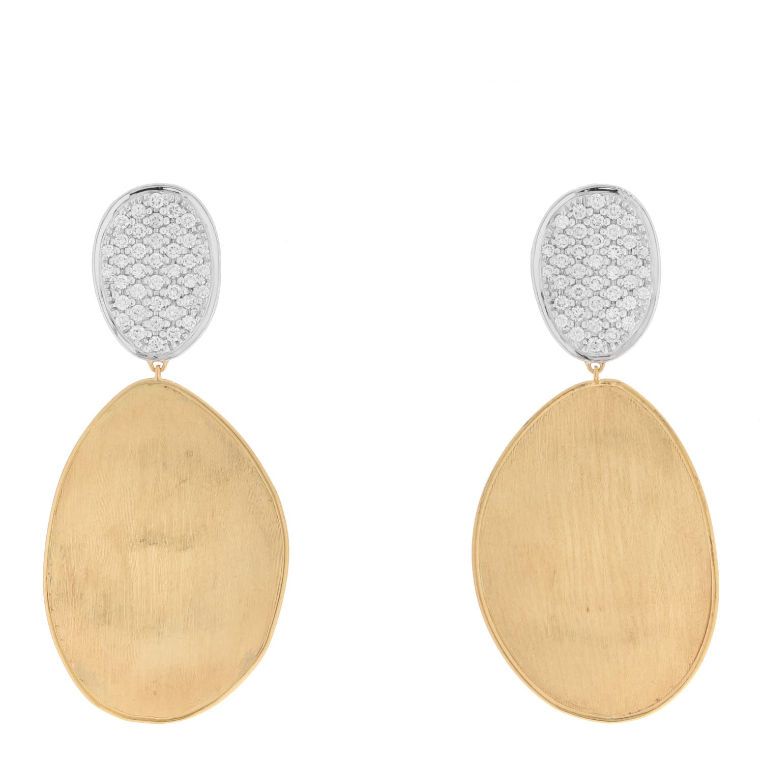 Marco Bicego 18K Yellow Gold Diamond Medium Lunaria Drop Earrings 1 of 4