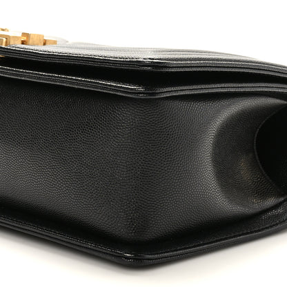Chanel Caviar Chevron Quilted Medium Boy Flap Black 9 of 10