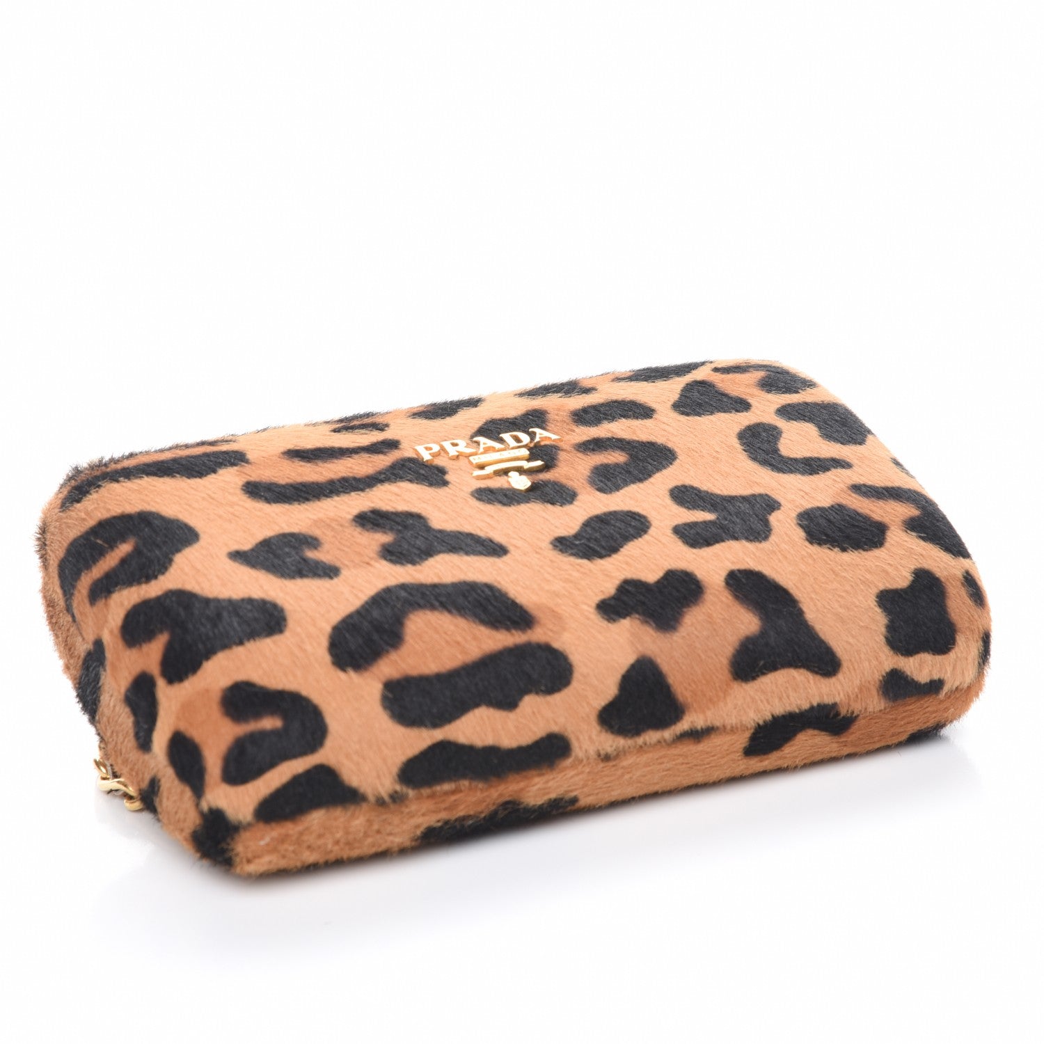 Prada Calf Hair Leopard Print Chain Clutch Miele 4 of 13