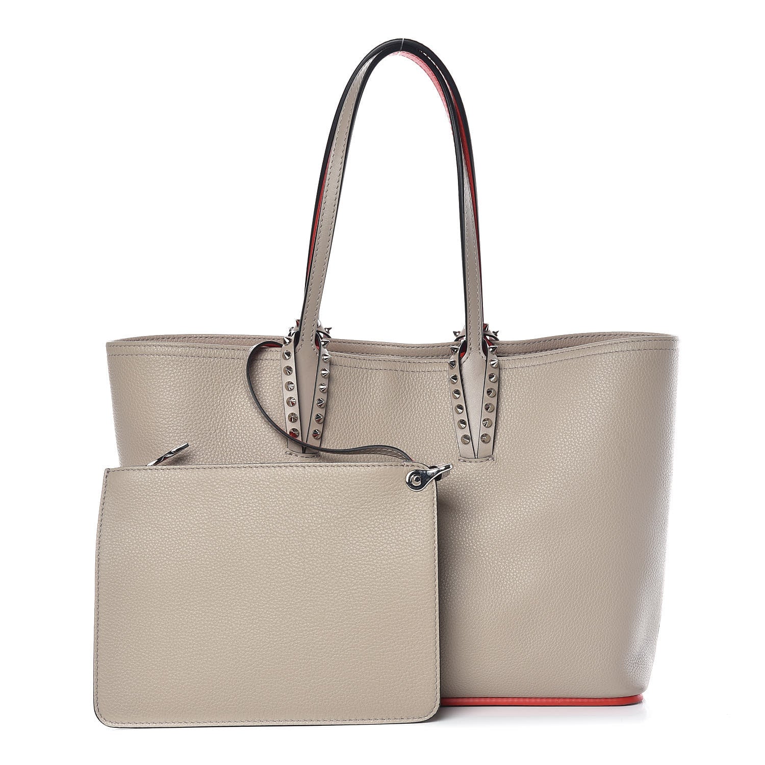 Christian Louboutin Calfskin Spikes Small East West Cabata Tote Gray 1 of 15
