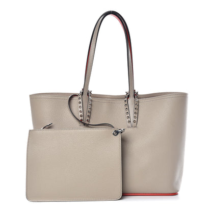 Christian Louboutin Calfskin Spikes Small East West Cabata Tote Gray 1 of 15