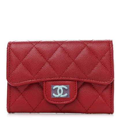Chanel Caviar Quilted Flap Card Holder Dark Red 1 of 9