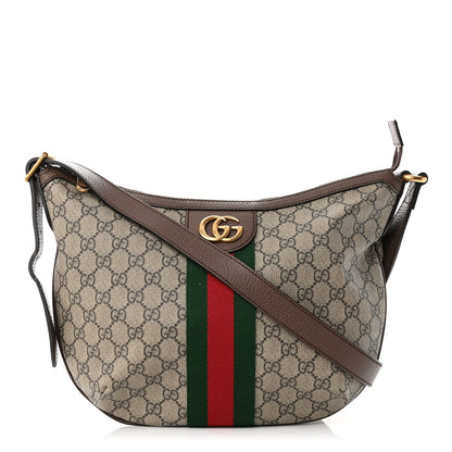 Gucci GG Supreme Monogram Web Small Ophidia Half Moon Hobo Brown 1 of 10