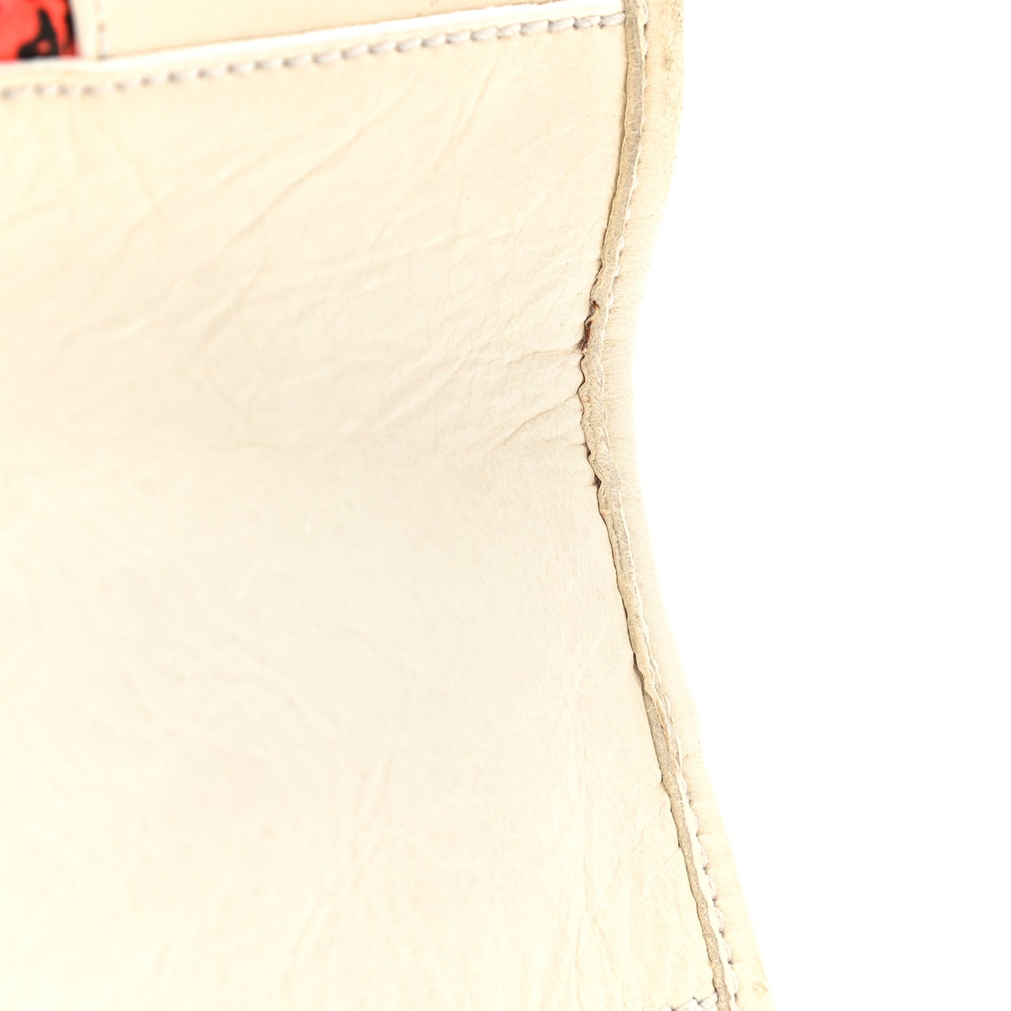 Agneau Canvas Floral Giant 21 Silver Hardware City White