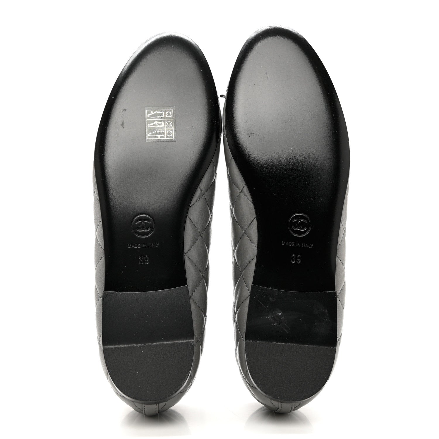 Chanel Crumpled Lambskin Quilted CC Ballerina Flats 39 Grey 5 of 8