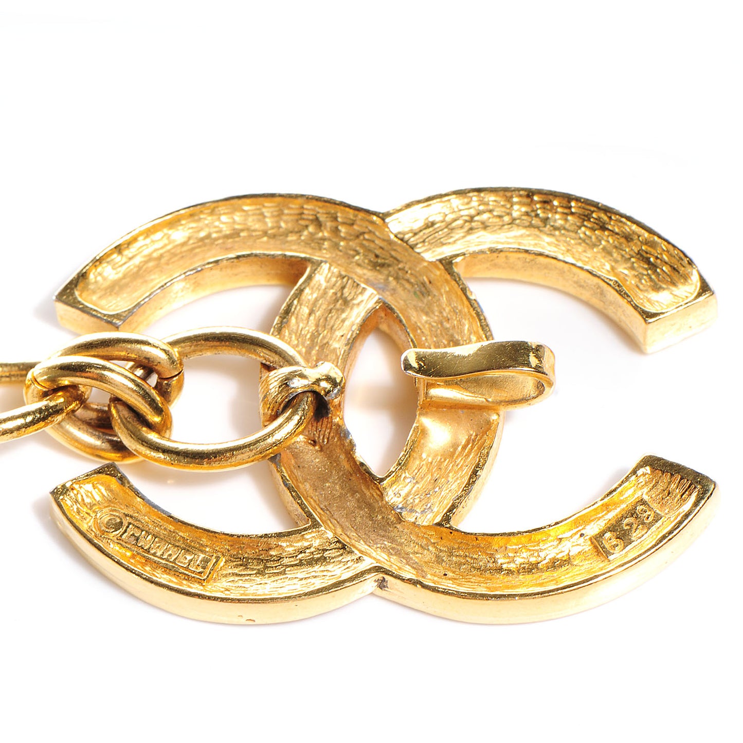 Crystal CC Chain Logo Belt Gold