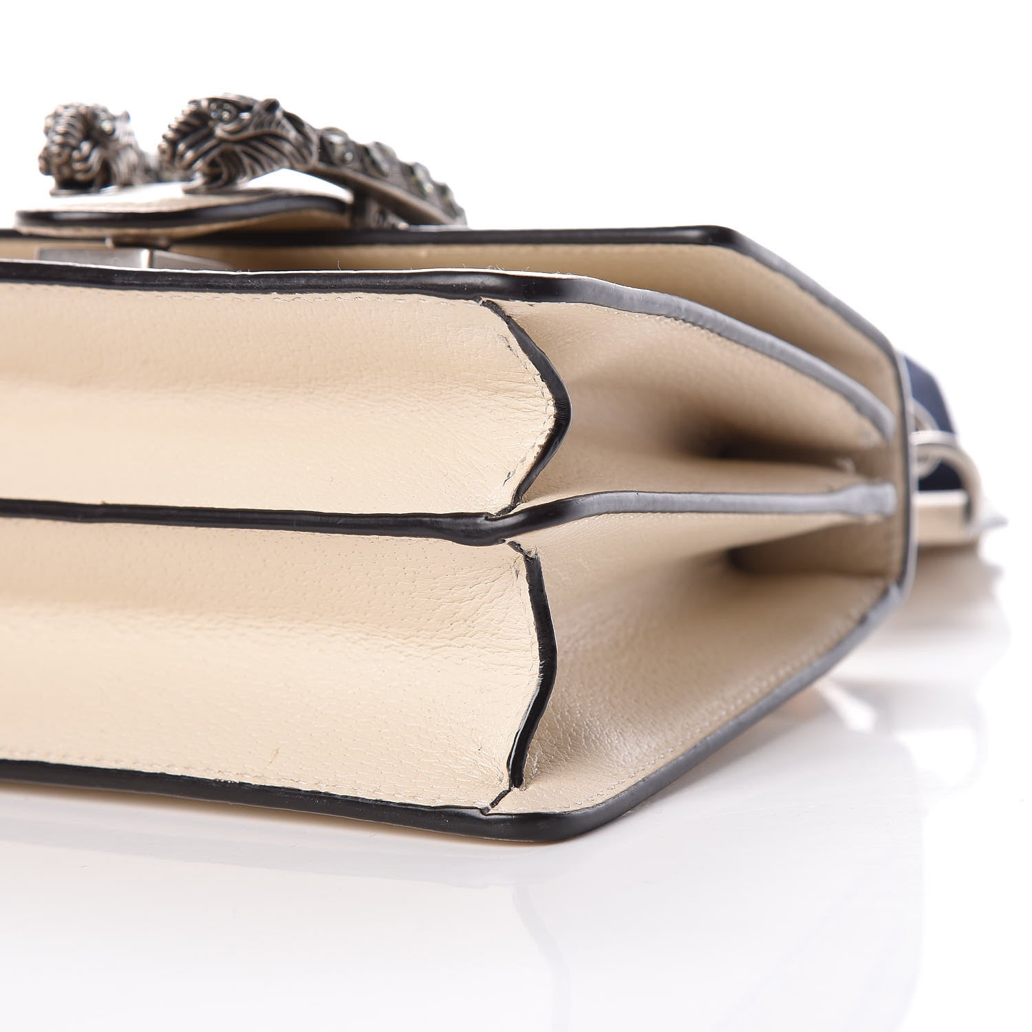 Gucci Textured Calfskin Crystal Bamboo Web Mini Dionysus Top Handle Bag Mystic White 6 of 9