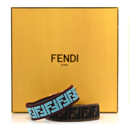Fendi Embroidered FF Bracelet Set of 2 Tobacco Cyber Blue 7 of 7
