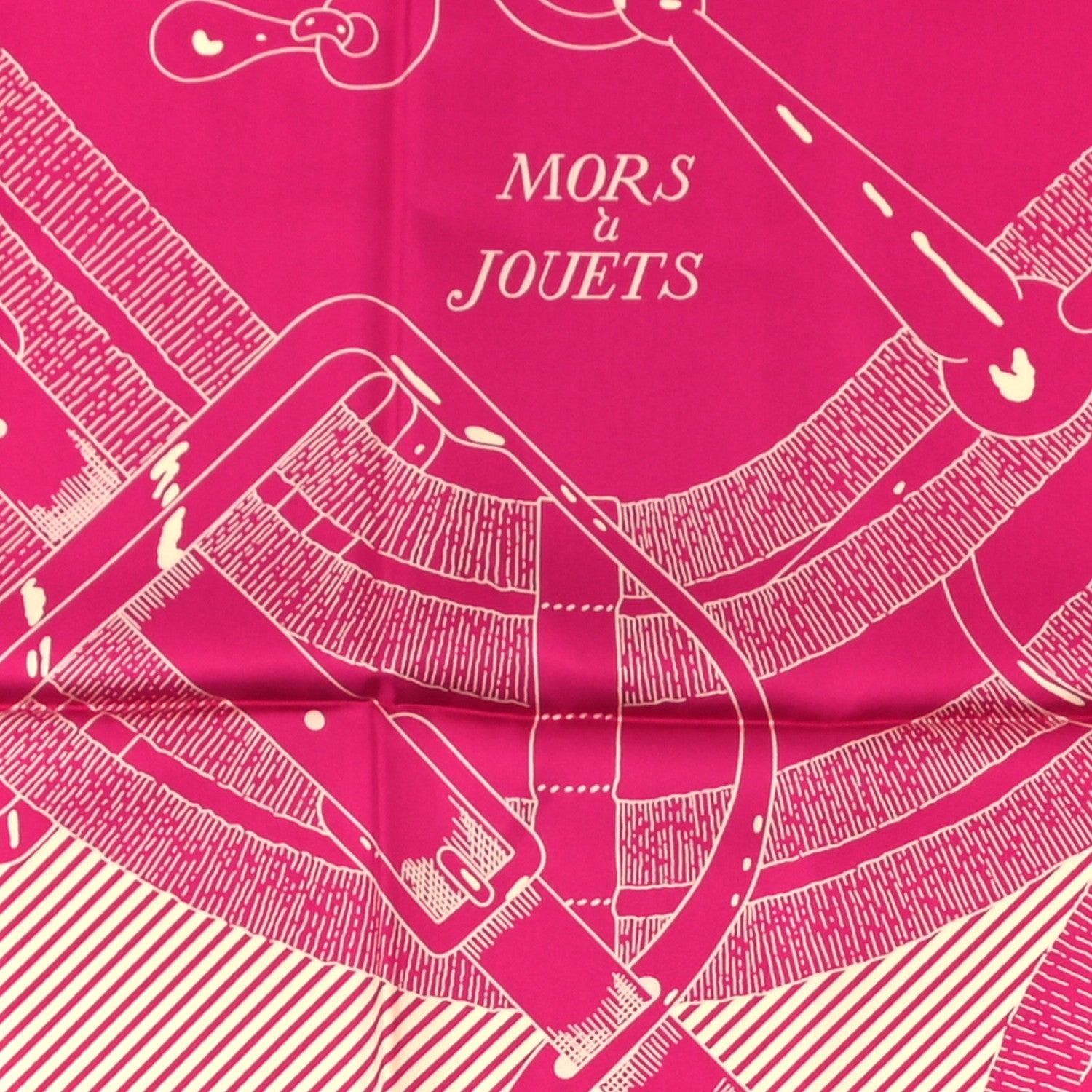Hermes Silk Mors A Jouets Chemise Scarf 90 Petunia Creme 3 of 4