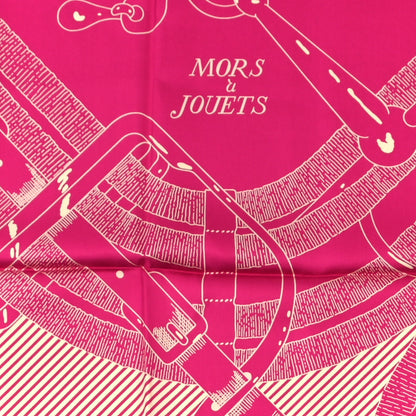 Hermes Silk Mors A Jouets Chemise Scarf 90 Petunia Creme 3 of 4