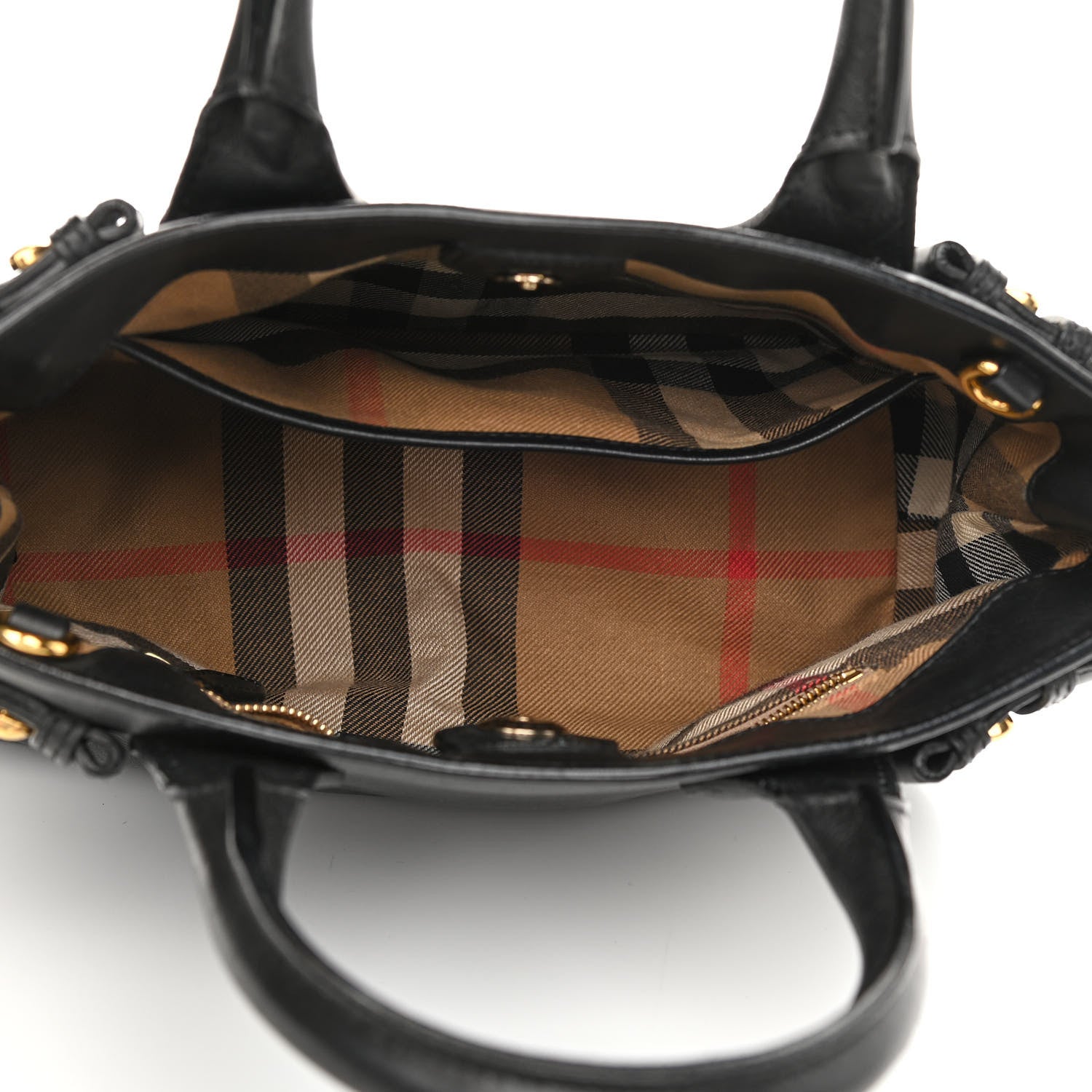 Burberry Calfskin House Check Small Banner Tote Black 5 of 18
