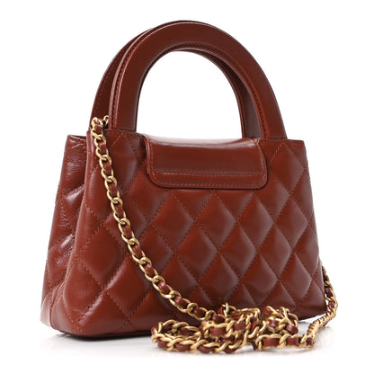 Chanel Shiny Aged Calfskin Quilted Nano Kelly Shopper Brown 3 of 11