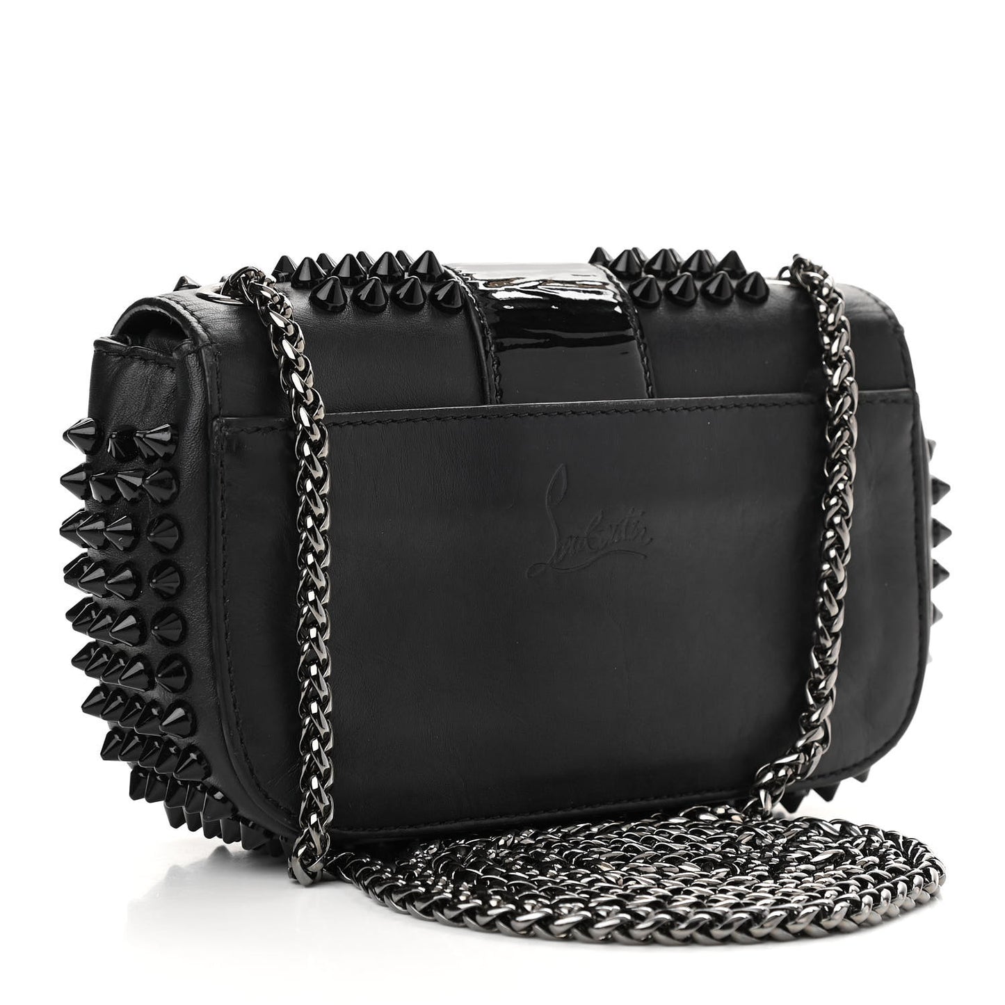 Calfskin Spikes Sweety Charity Crossbody Bag Black
