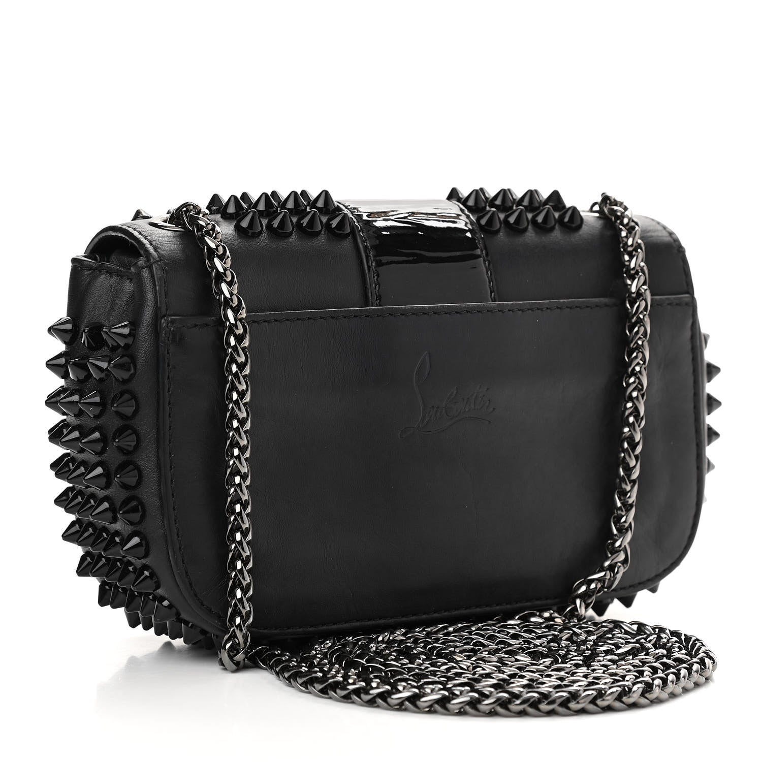 Christian Louboutin Calfskin Spikes Sweety Charity Crossbody Bag Black 3 of 13