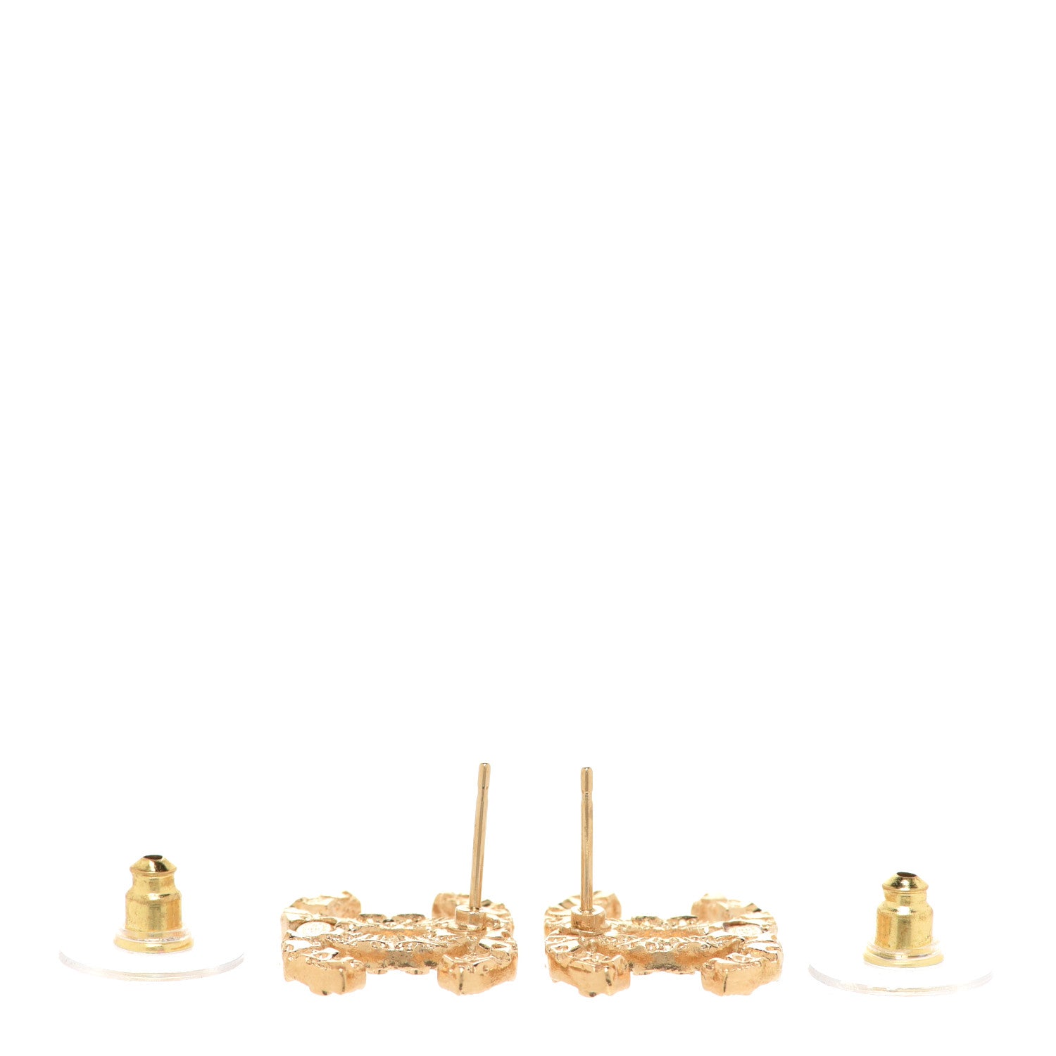 Chanel Metal Textured CC Earrings Gold 3 of 5
