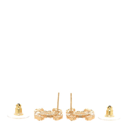 Chanel Metal Textured CC Earrings Gold 3 of 5