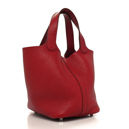 Hermes Taurillon Clemence Picotin Lock 18 PM Rouge Garance 3 of 12