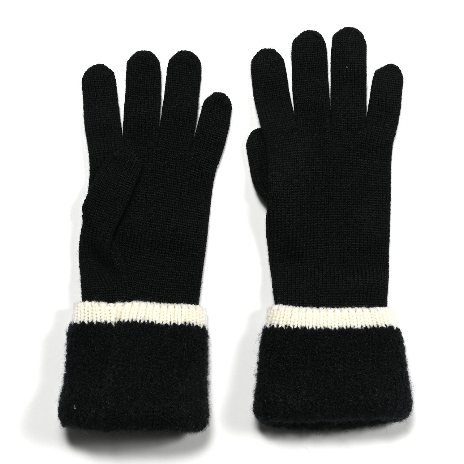 Chanel Cashmere CC Gloves Black White 2 of 3