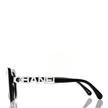 Chanel Acetate Strass Square Sunglasses 5422-B Black White 3 of 9