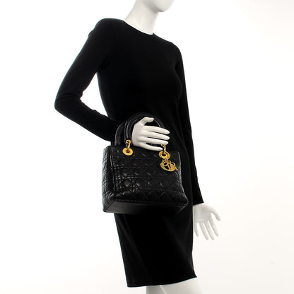 Christian Dior Lambskin Cannage Medium Lady Dior Black 3 of 12
