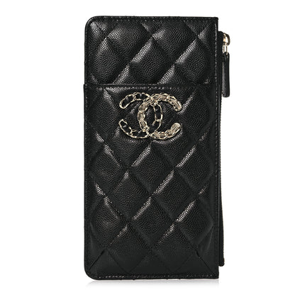 Chanel Caviar Quilted French New Wave Flat Wallet Pouch Black 1 of 8