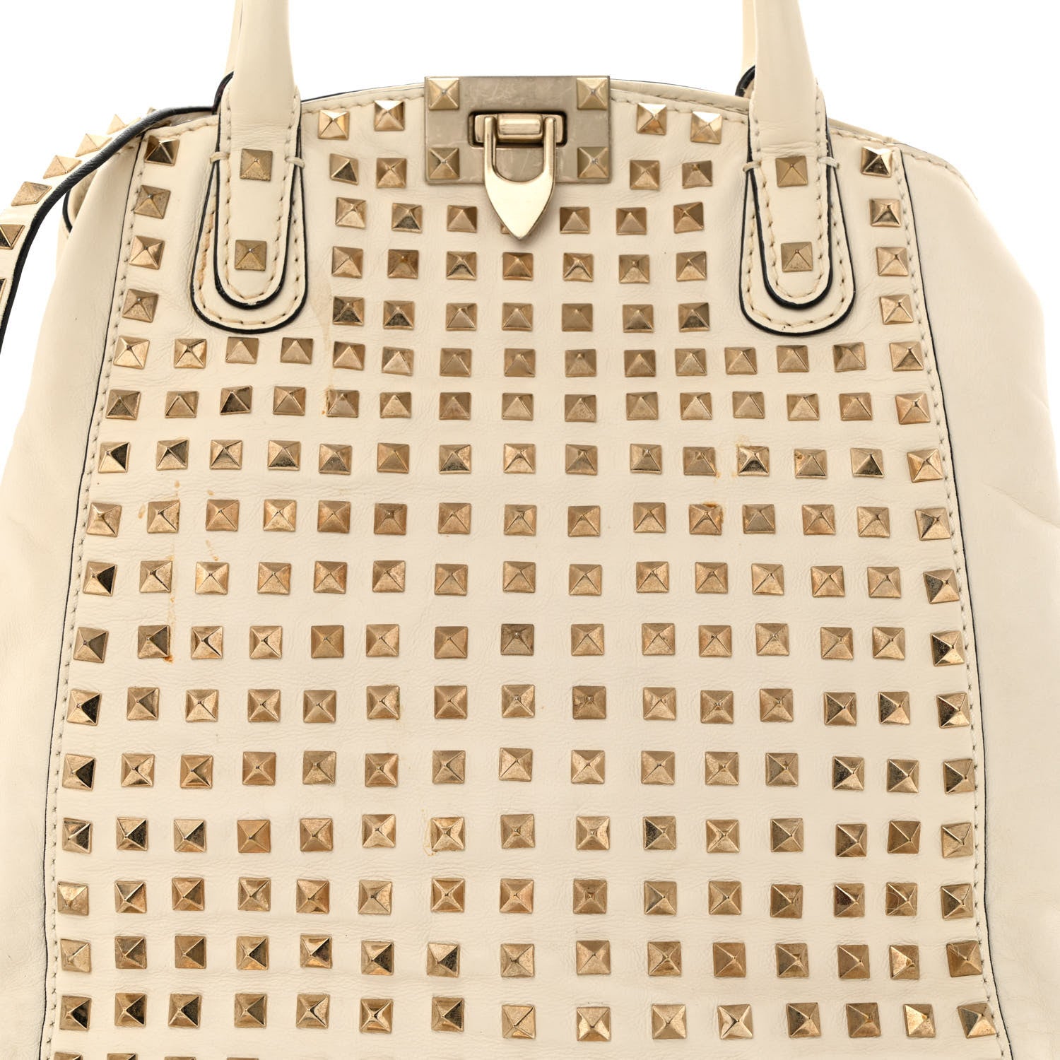 Valentino Garavani Vitello Rockstud All Over New Dome Bucket Tote Ivory 10 of 18