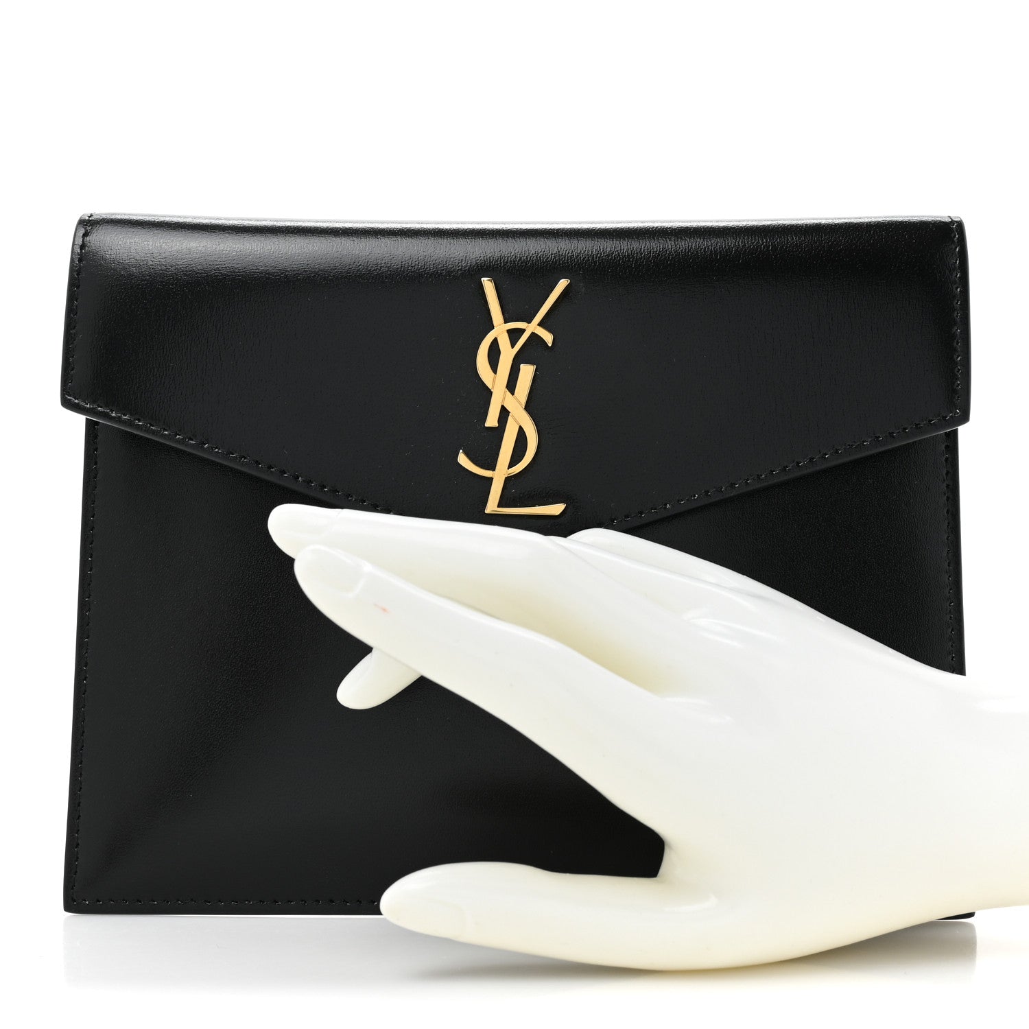 Saint Laurent Smooth Shiny Calfskin Monogram Uptown Baby Pouch Black 2 of 9