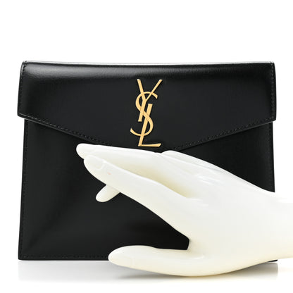 Saint Laurent Smooth Shiny Calfskin Monogram Uptown Baby Pouch Black 2 of 9