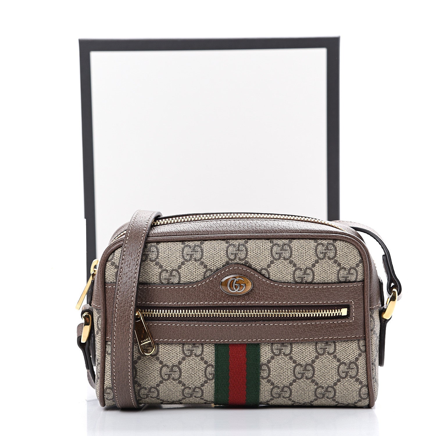 Gucci GG Supreme Monogram Web Mini Ophidia Shoulder Bag Brown 10 of 10