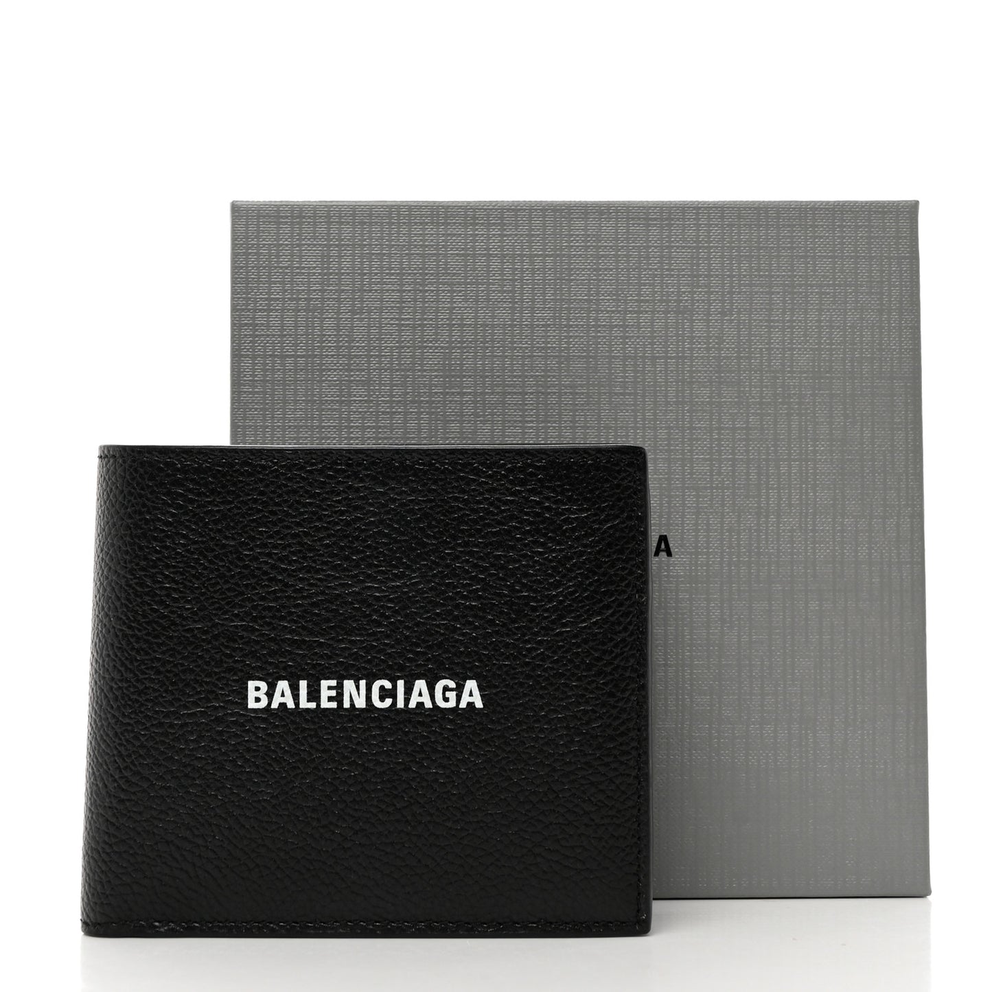 Calfskin Logo Cash Square Bi-Fold Wallet Black White