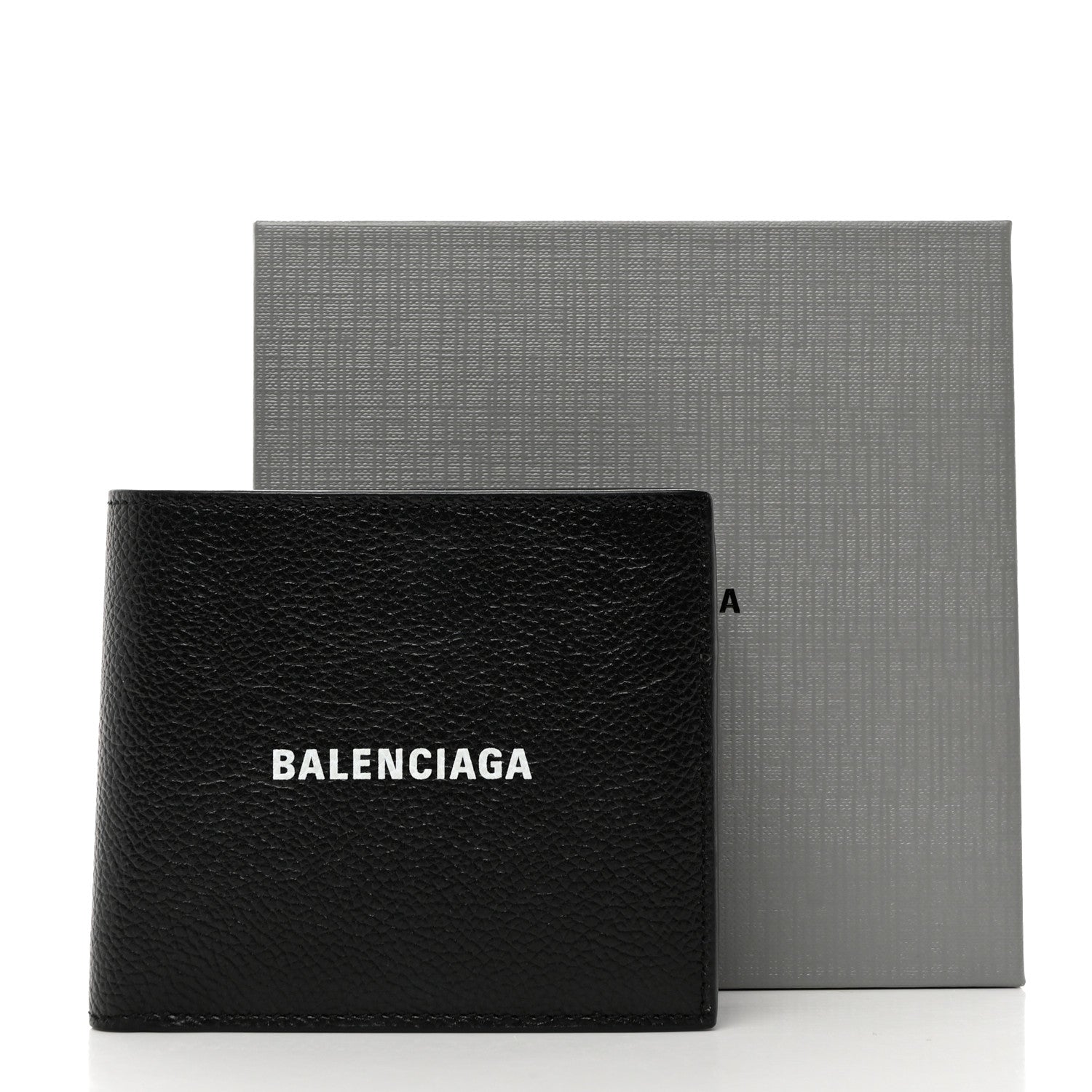 Balenciaga Calfskin Logo Cash Square Bi-Fold Wallet Black White 7 of 7
